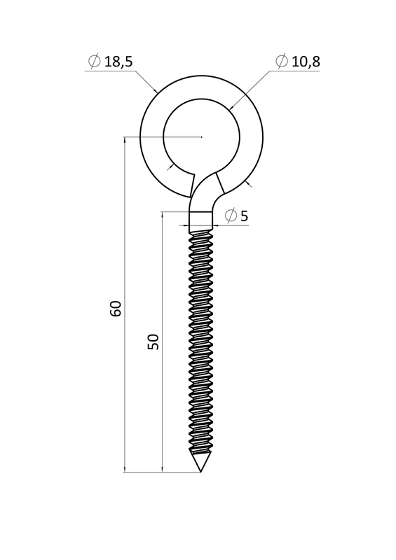 EB1-OD7 - Úchyt do dreva pre držiak lanka, oko ø12mm, nerez AISI304