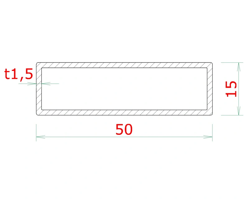 EB1JK50x15 profil uzatvorený 50x15x1.5mm, brúsená nerez K320 /AISI304
