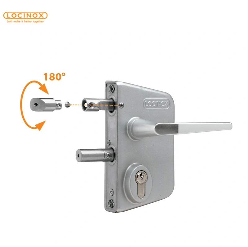 LARQU2L-VSZM LOCINOX® Zámkový set LAKQ U2 pre montáž na kruhový profil (kazeta, zámok, hliníkové kľučky, cylindrická vložka), voliteľná farbaRAL