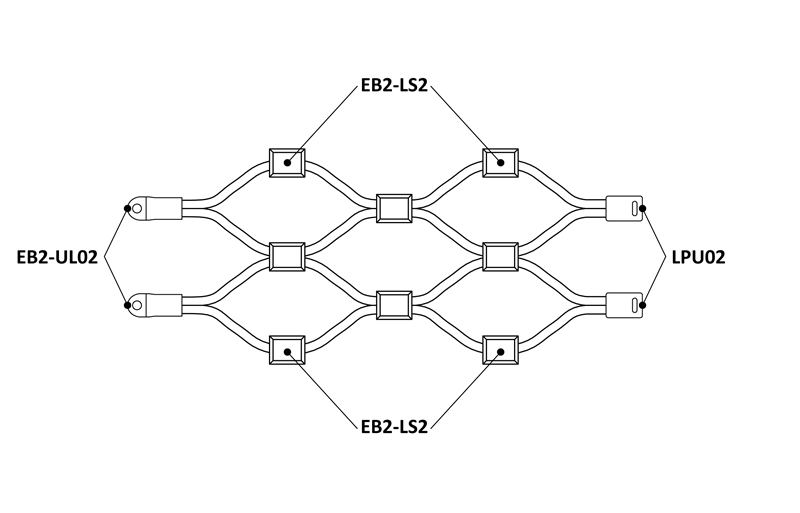 EB2-0201-50x50 Lanková sieť 0,8 x 1 m, oko 50 x 50mm, ø 2 mm, AISI 316