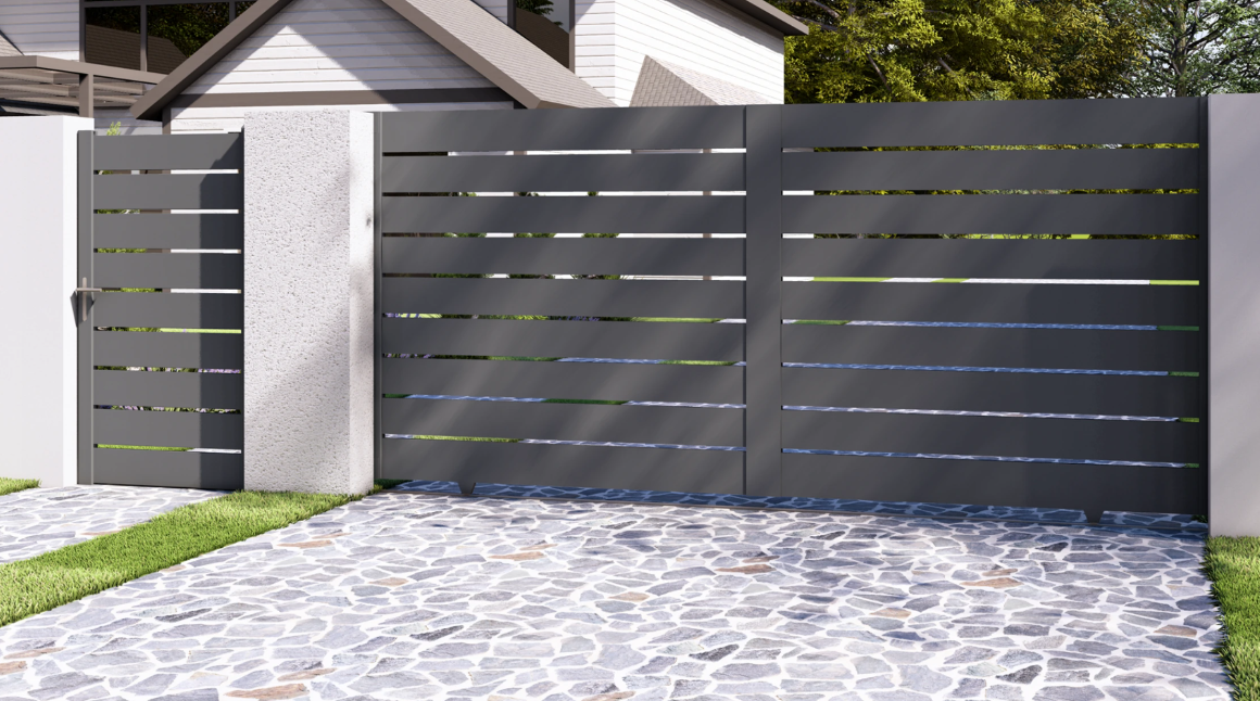 AL-BR-SLI-2-SETKEY - Posuvná hliníková brána 4000 x 1803 mm s pohonom TU4324KSD