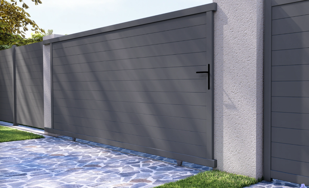AL-BR-SLI-1-SETKEY Posuvná hliníková brána 4000 x 1862 mm s pohonom TU4324KSD