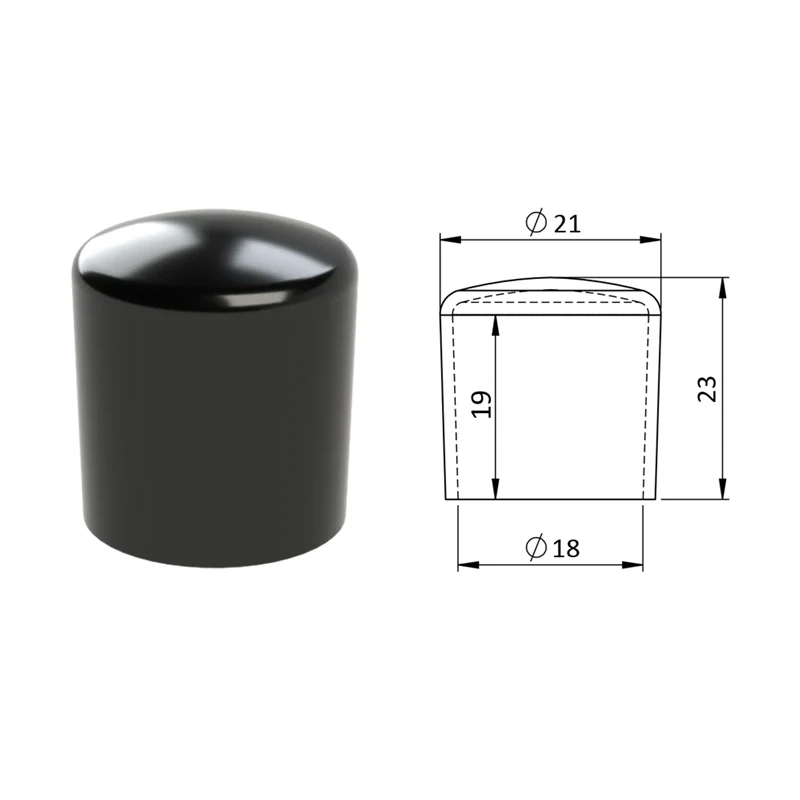 ZZO18 Vonkajšia krytka PVC ø 21 x 23 mm, otvor 18 x 19 mm, sivá, čierna