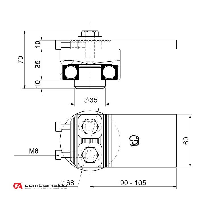 C345M ložiskový záves ø 50mm, M10x25mm
