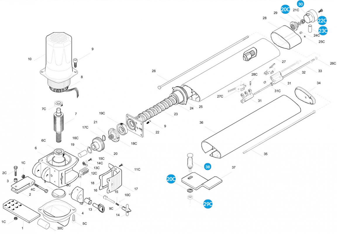CAME 119RID162 - Trakčná hlava s kolíkom CAME KRONO 