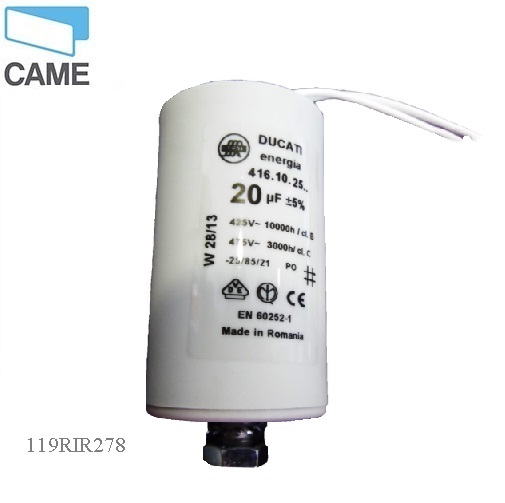 CAME 119RIR278 - BX-B, BX-78- 20 μf kondenzátor s drôtmi a držiakom