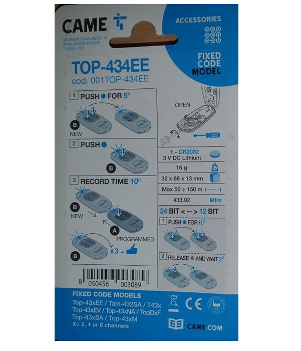 CAME TOP-434-EE 4CH výroba pozastavená - Náhrada CAME OP44FGN -806TS-0310