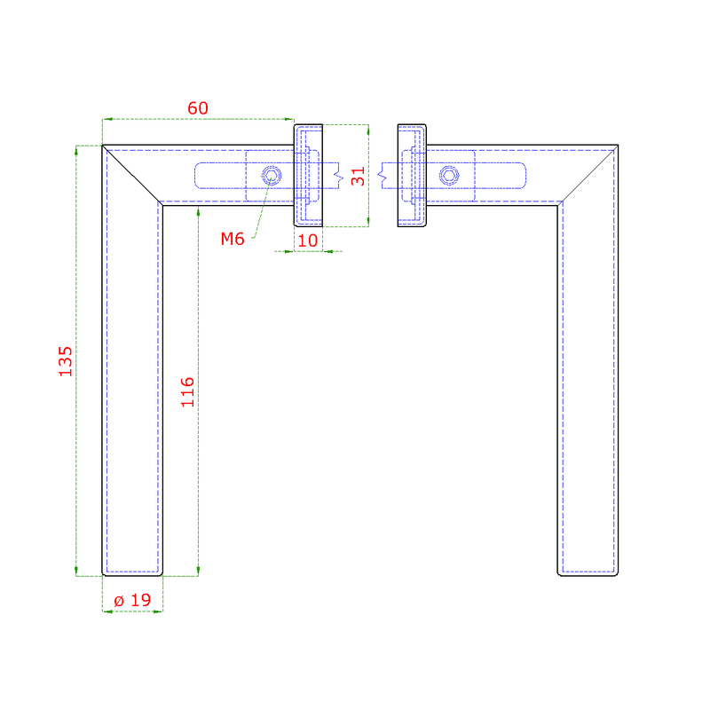 EB1-KLD84 kľučka nerezová (pár) bez dolnej rozety, brúsená nerez K320 /AISI304