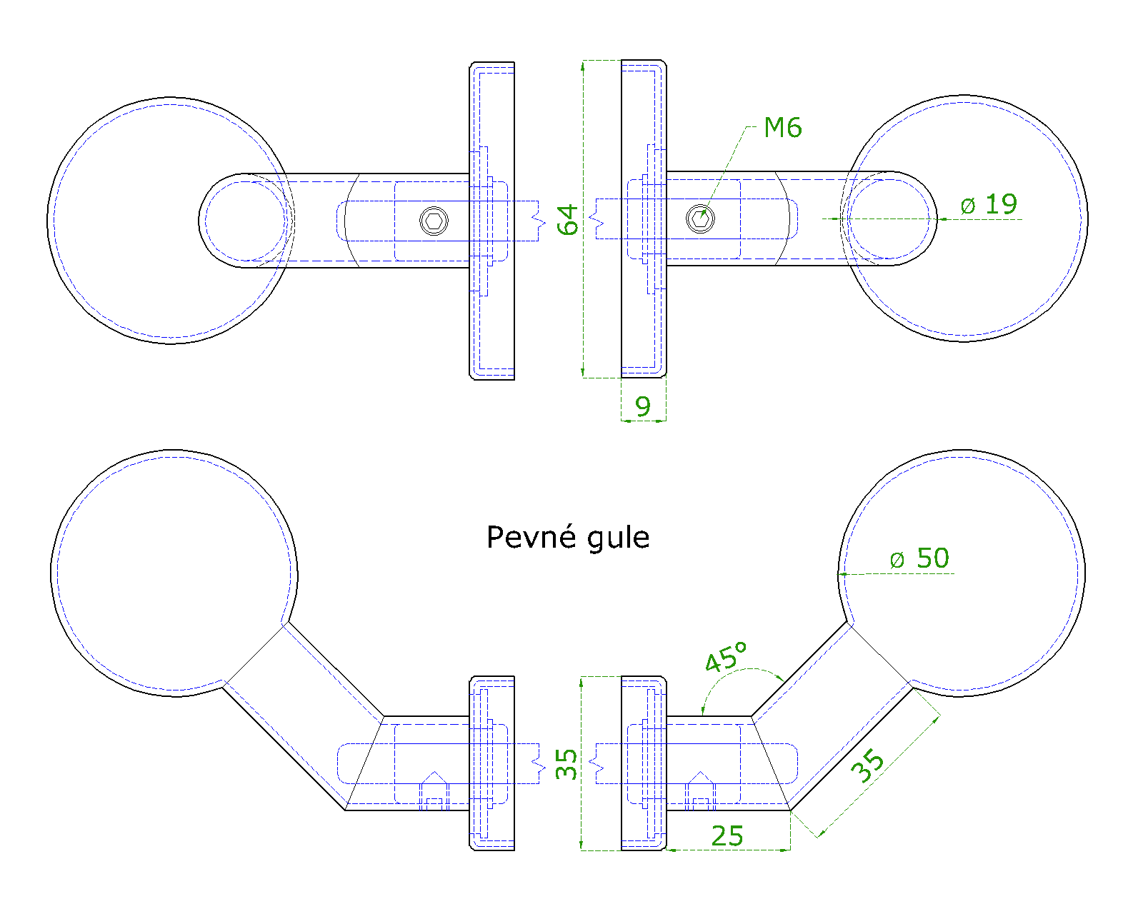 EB1-KGF30PN guľa pevná, ku kľučke s oválnou rozetou, bal. : 1 pár, brúsená nerez K320 /AISI304