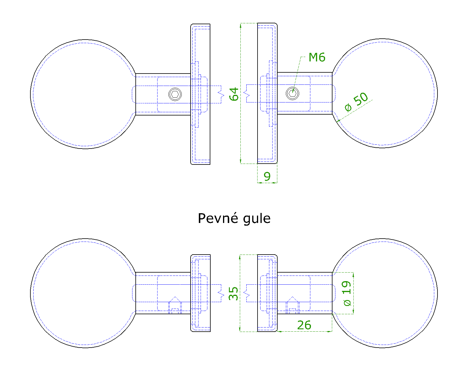 EB1-KGF34PN guľa pevná, ku kľučke s oválnou rozetou, bal. : 1 pár, brúsená nerez K320 /AISI304