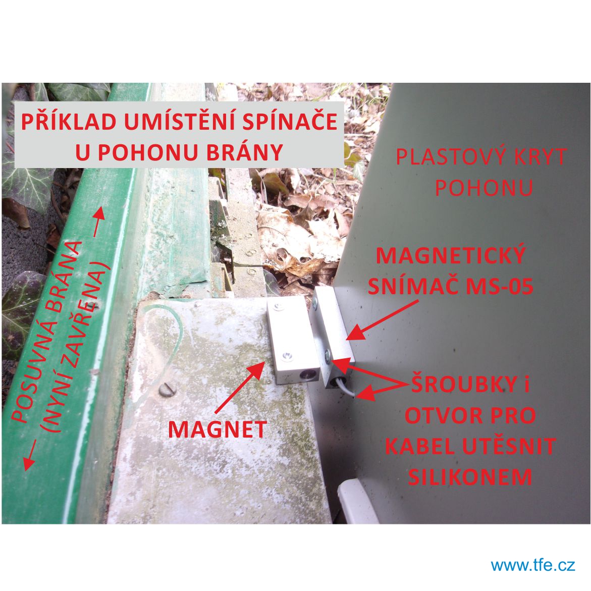 GSA05 povrchový magnetický spínač kovový na použitie v exteriéry, rozmer 48x20x9mm, dosah 1cm