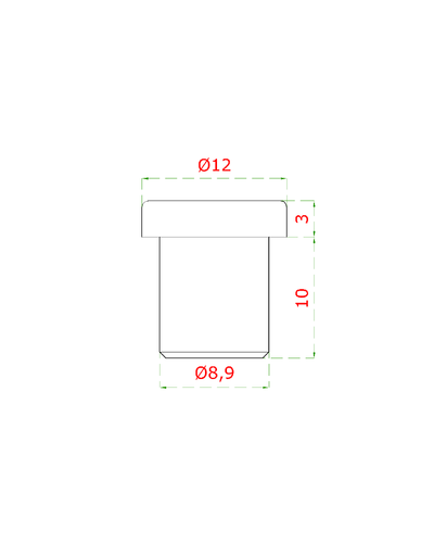 EB1-1200 ukončenie - zátka na trubku ø 12x1.5mm, plný materiál, brúsená nerez K320 /AISI304