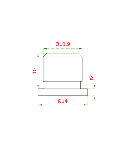 EB1-1400 ukončenie - zátka na trubku ø 14x1.5mm, plný materiál, brúsená nerez K320 /AISI304