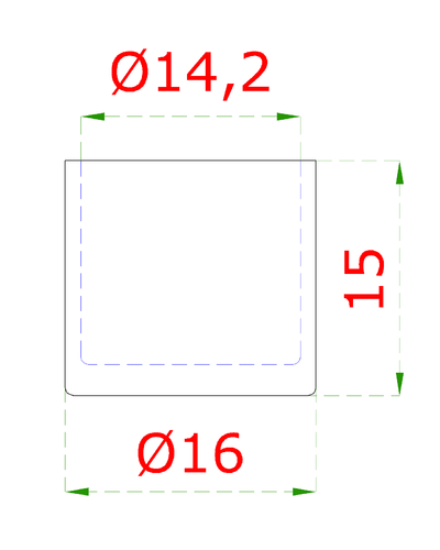 EL1-D104 ukončenie na trubku ø 14mm, leštená nerez /AISI304