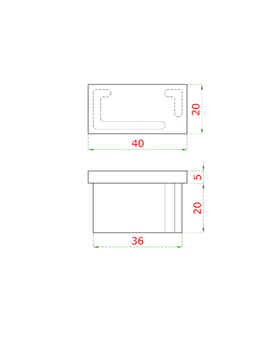 EB1-J422 ukončenie - zátka na jokel (40x20x2.0mm) brúsená nerez K320 /AISI304