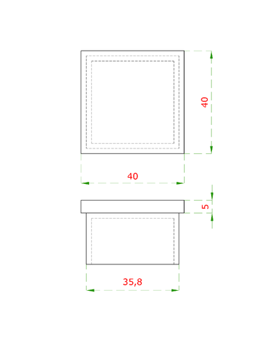 EB1-J420 ukončenie na jokel (40x40x2.0mm), brúsená nerez K320 /AISI304