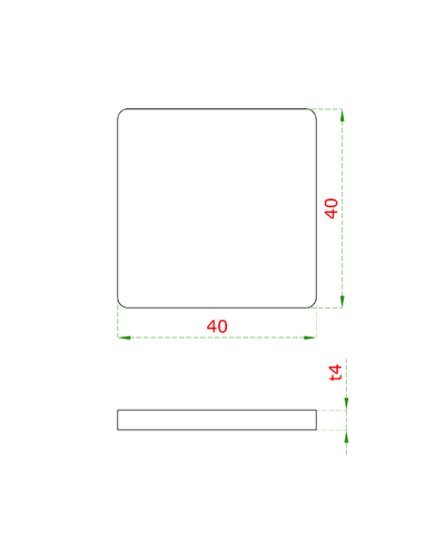 EB1-JB40 ukončenie-krytka štvorcová naváracia (40x40x4.0mm), brúsená nerez K320 /AISI304