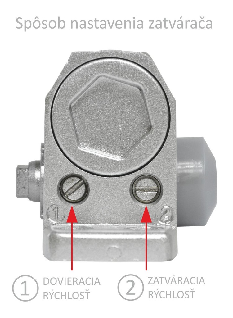 ESZ-203  zatvárač hydraulický (162x41x63mm) pre interiérové dvere, max. dĺžka dverí: 900mm /max. váha dverí: 60kg, materiál: AL s povrchovou úpravou - šedá