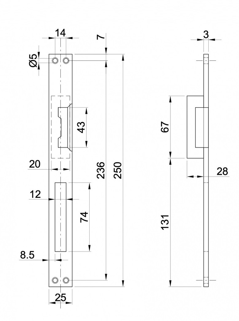 EZ333 - elektrozamok 12-24V, AC/DC s NEREZOVOU obojstrannou listou vhodnou na roztec zamku 90mm aj 72mm, s odblokovaním