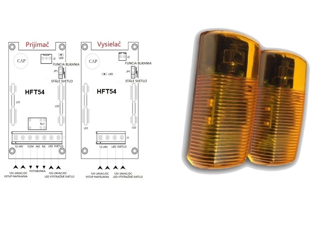HFT54 Fotobunky PF5103 povrchové s integrovaným majákom, 12-24 VAC/ DC rozmer fotobunky: 127x50x35mm, cena za PÁR