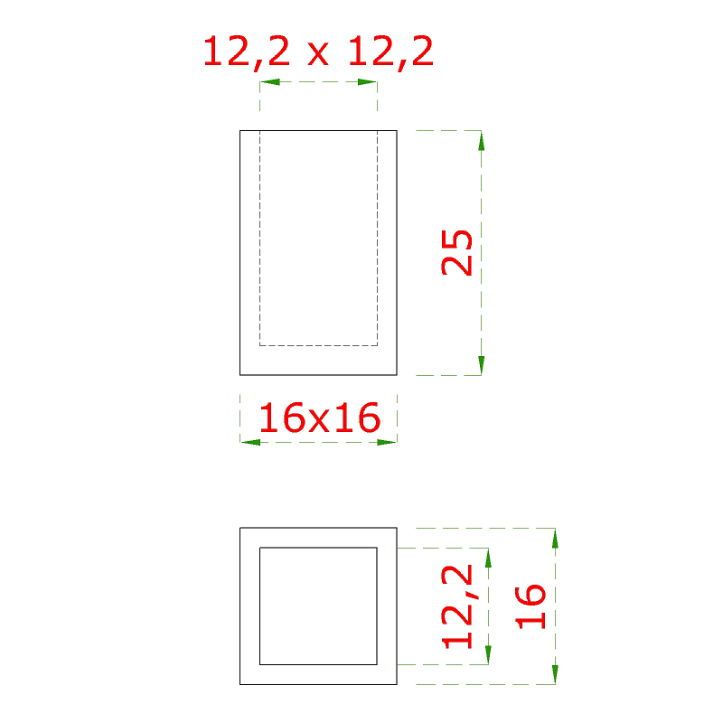 EB1-JD120 ukončenie na jokel (12x12mm), brúsená nerez K320 /AISI304