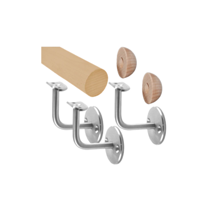 EDB-M150-DL- madlo drevené, materiál: buk, brúsený povrch s náterom BORI (bezfarebný), madlo s dreveným ukončením, 1500 mm