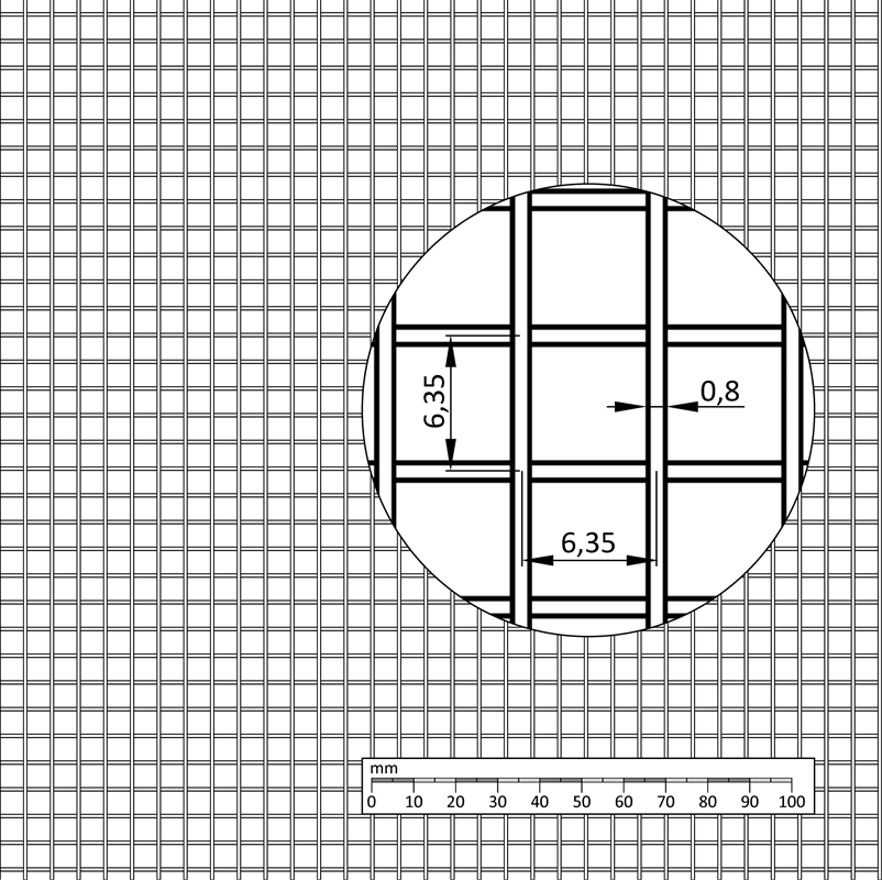 E1-NZS 10x10 - Zvárané sito nerezové  - cena za 1m2; Šírka: 1000mm; Materiál: AISI304, Max. dĺžka 30 metrov