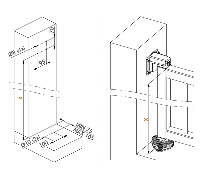 INTERIO-GROUND - INTERIO-GROUND- LOCINOX® INTERIO-GROUND montážna sada pre uchytenie zatvárača INTERIO na zem