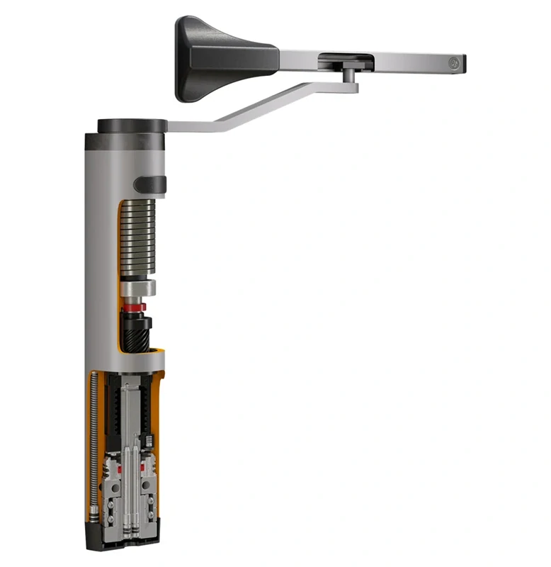 9005 Čierna - LOCINOX® VERTICLOSE-2 - hydraulický zatvárač s klznou lištou, pre krídlové bránky do 150 kg