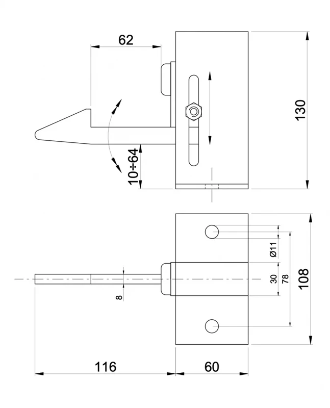 C578 mechanický koncový doraz s pružinou (záklop) krídlovej brány