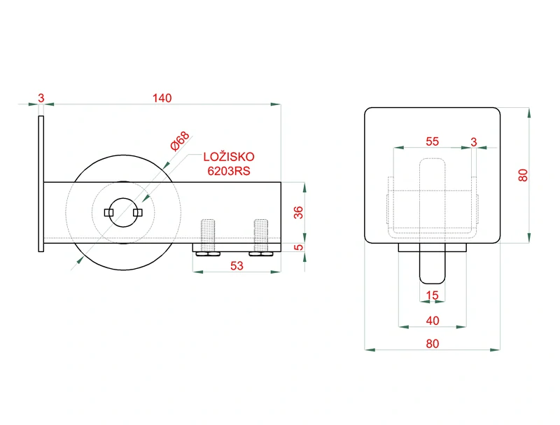 W Set80/Zn-9-DIER Samonos do 500 kg/6 m, dierovaný profil 80 × 80 × 5 mm, Zn