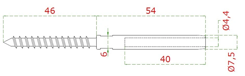 EB2-LD Úchyt (lisovací) pre lanko ø 3 - 5 mm do dreva, AISI 316