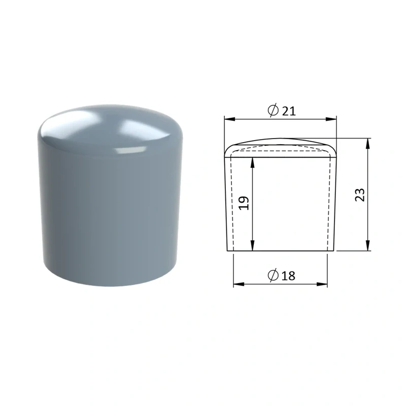 ZZO18 Vonkajšia krytka PVC ø 21 x 23 mm, otvor 18 x 19 mm, sivá, čierna