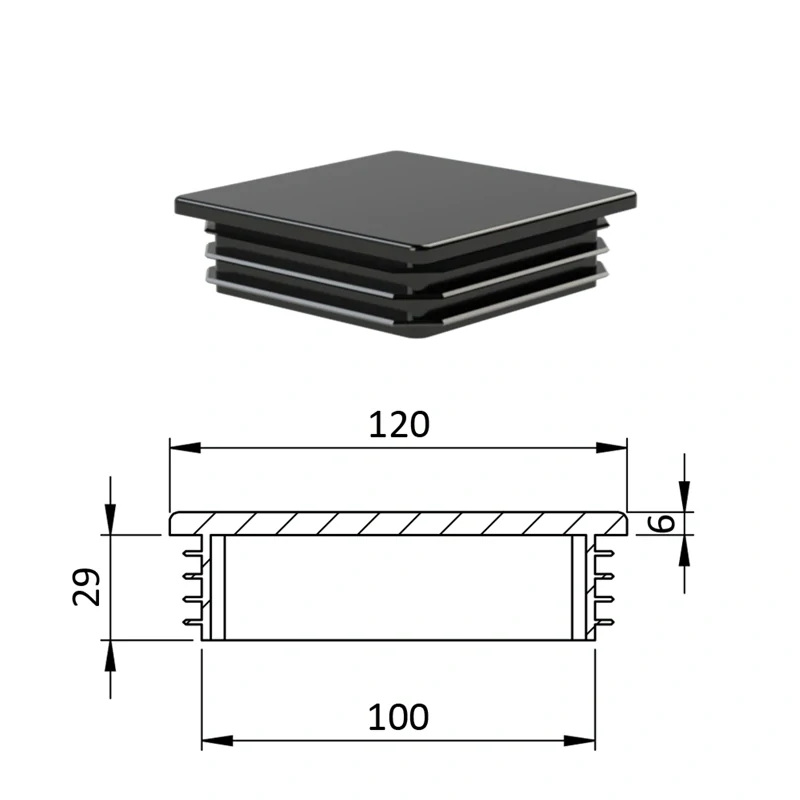 ZK120x120GRAY Krytka plastová 120 x 120 mm, sivá, 