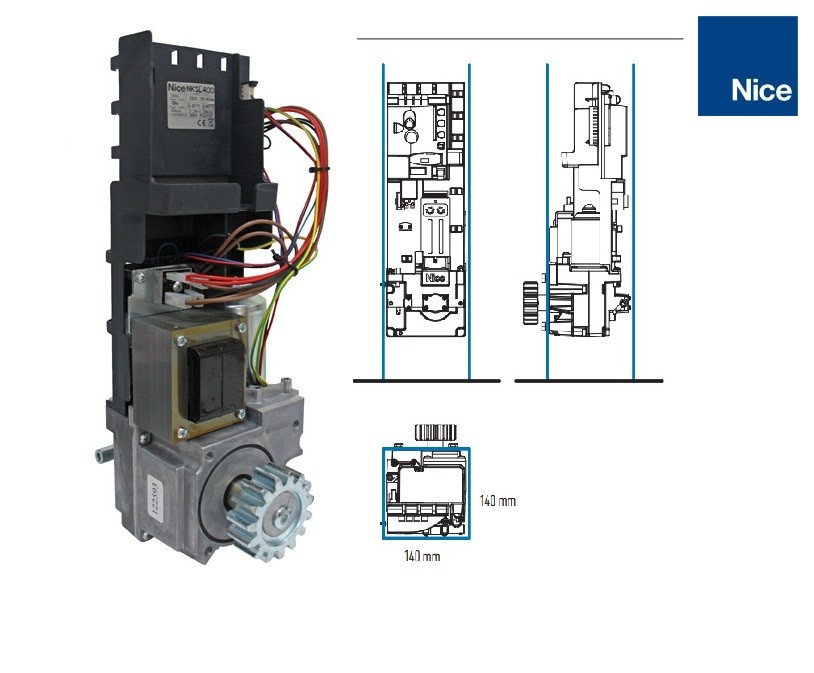 Nice NAKED pohon pre posuvnú bránu do 400kg, motor 24V,250W,6Nm, elektronika NKA3