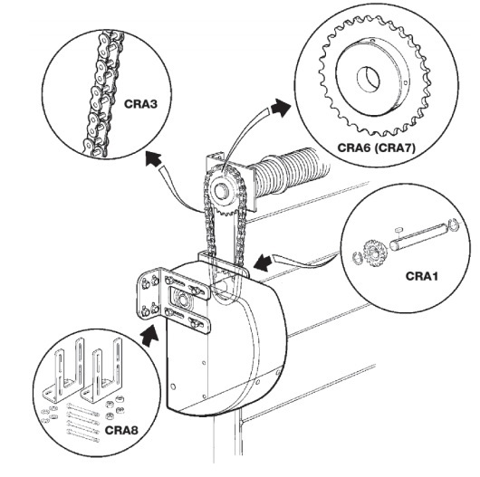 NICE CRA9 - adaptér pre hriadeľe 31,75mm (1 1/4 palca), 35mm a 40mm