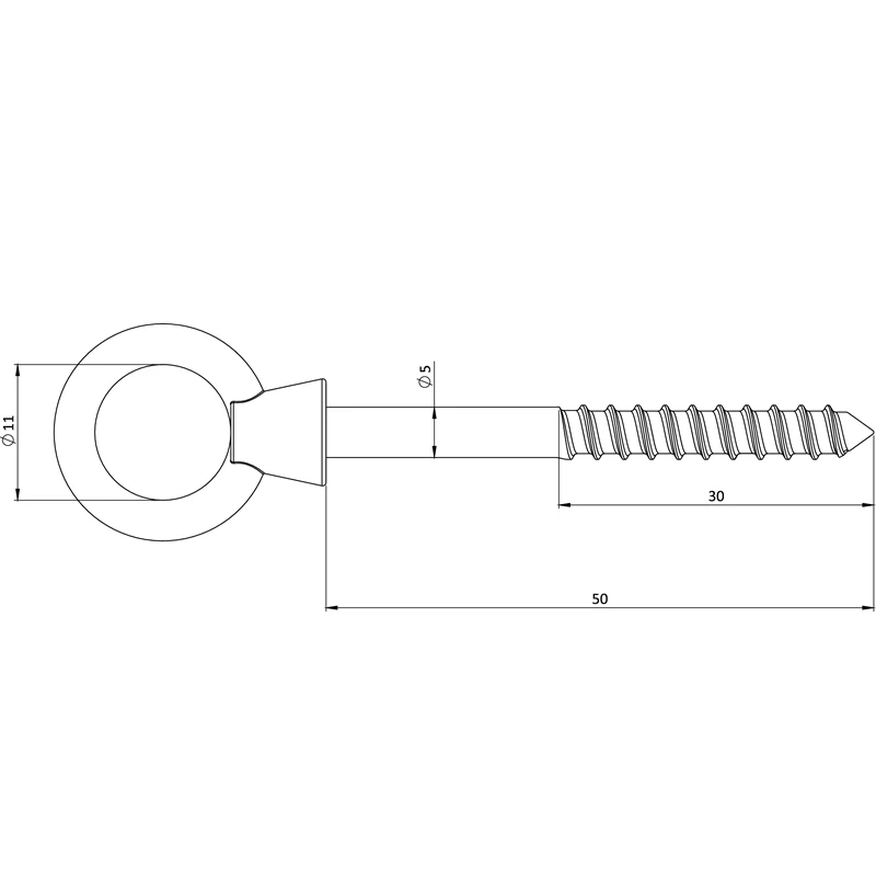 E2-8268 skrutky s okom a závitom do dreva, Art.8268 A4/ AISI316 - d5-d6-d8