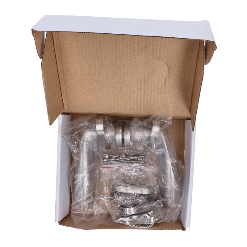 EB1-KOR01 kľučka nerezová (pár) vrátane dolnej rozety, balenie: 2ks kľučka + 2ks dolná rozeta, príslušenstvo k montáži, brúsená nerez K320 /AISI304