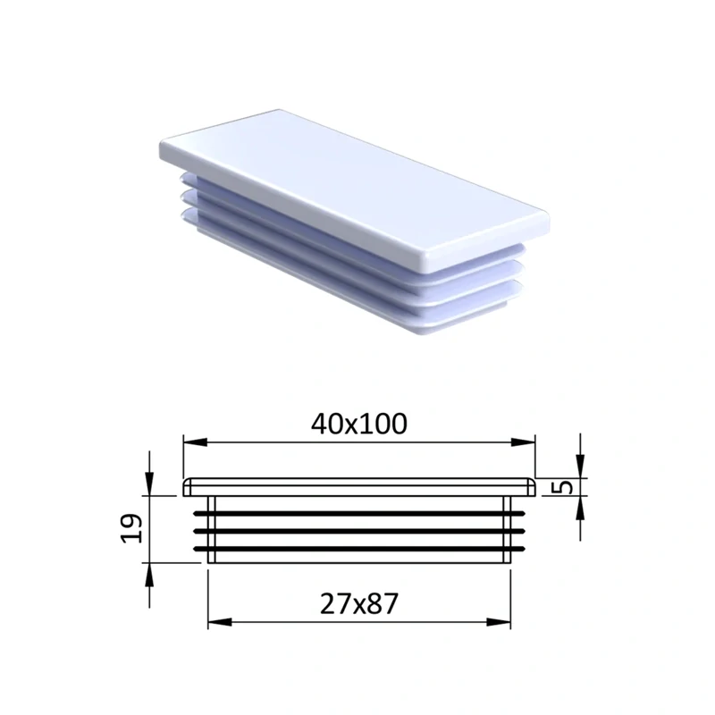 ZP40x100GRAY Obdĺžnikové, materiál polyetylén,  Šedá