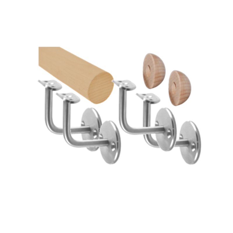 EDB-M150-DL- madlo drevené, materiál: buk, brúsený povrch s náterom BORI (bezfarebný), madlo s dreveným ukončením, 1500 mm