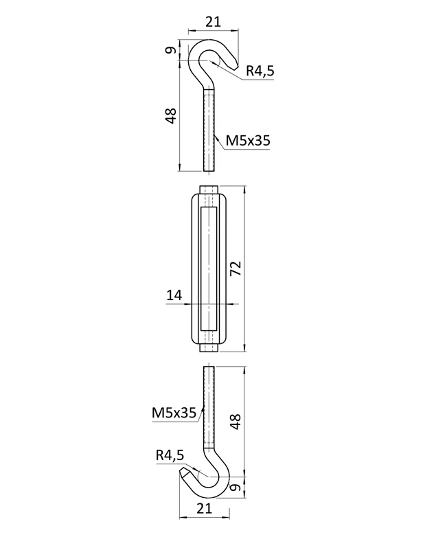 E1-LMM5 šponovák so závitom M4-M8 a LH4-LH8, nerez AISI304