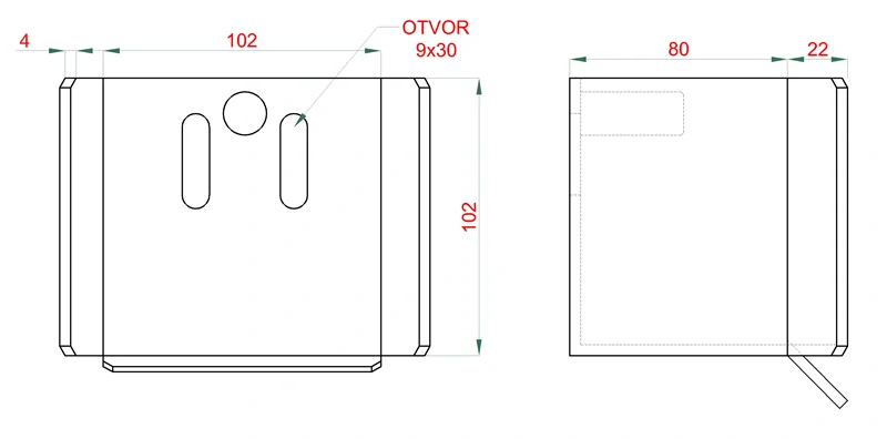 W Set80/Zn-9-DIER Samonos do 500 kg/6 m, dierovaný profil 80 × 80 × 5 mm, Zn