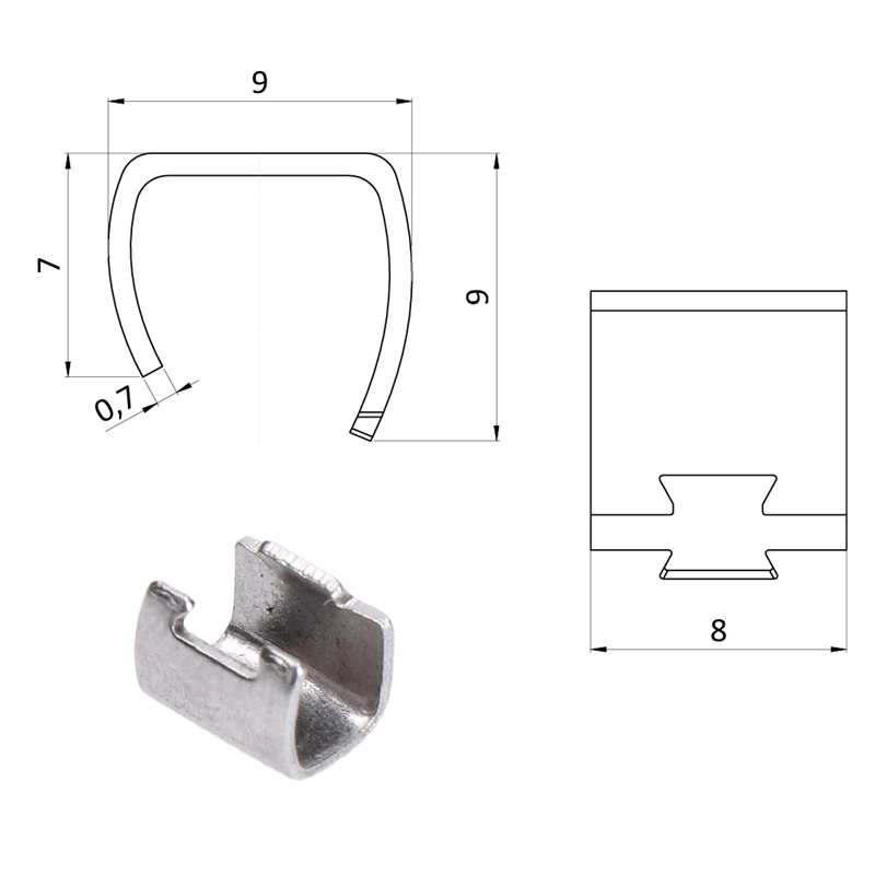 EB2-LPO03 Nerezové puzdro pre dve 3 mm lanká otvorené, AISI 316