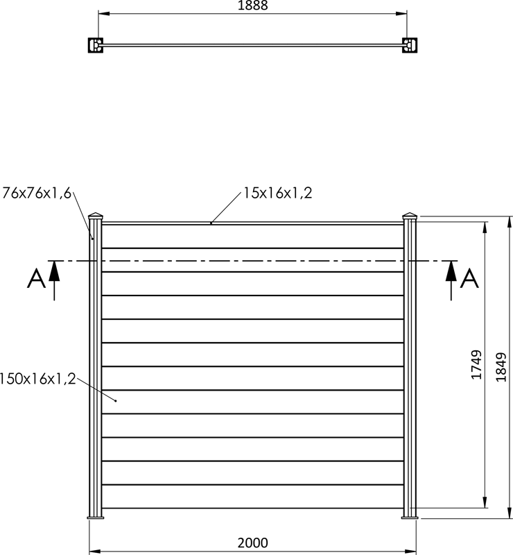 AL-BR-PROF-1 Lišta k stĺpiku AL-BR-STLP-4