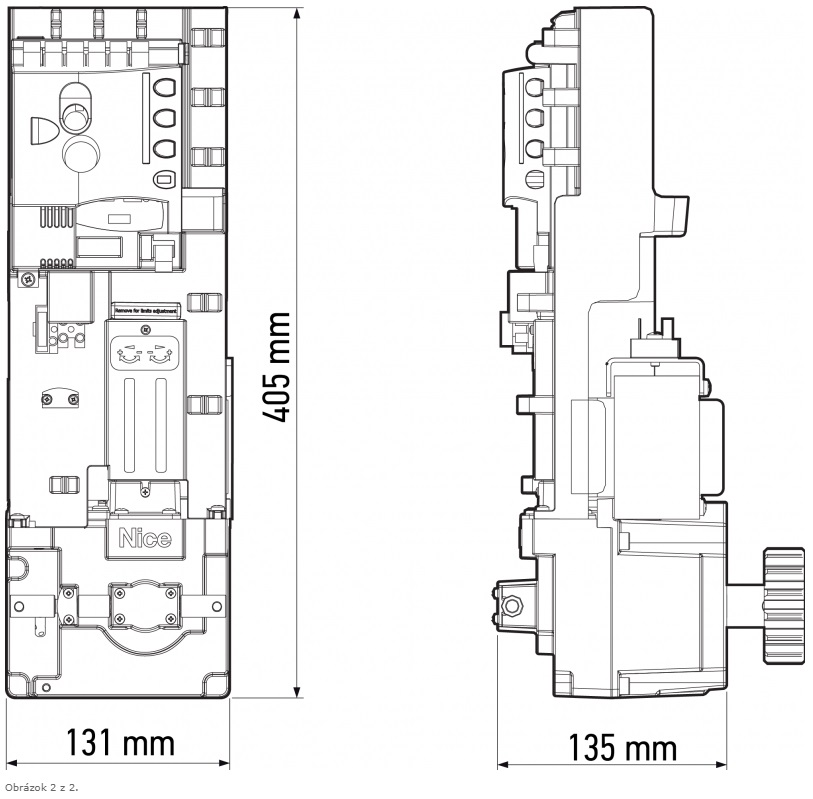 Nice NAKED pohon pre posuvnú bránu do 400kg, motor 24V,250W,6Nm, elektronika NKA3