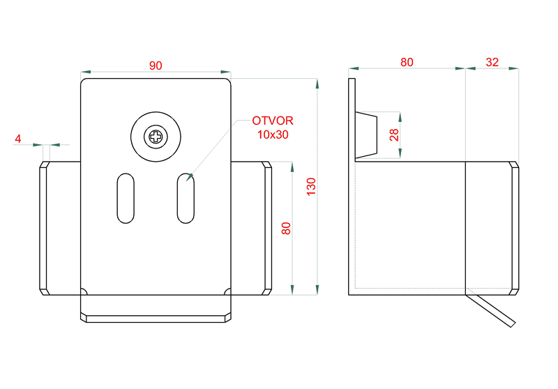 C Set-P-4/Zn-K-DIER Samonos do 300 kg/4,5 m, profil s otvormi 69 x 69 x 4 mm, Zn