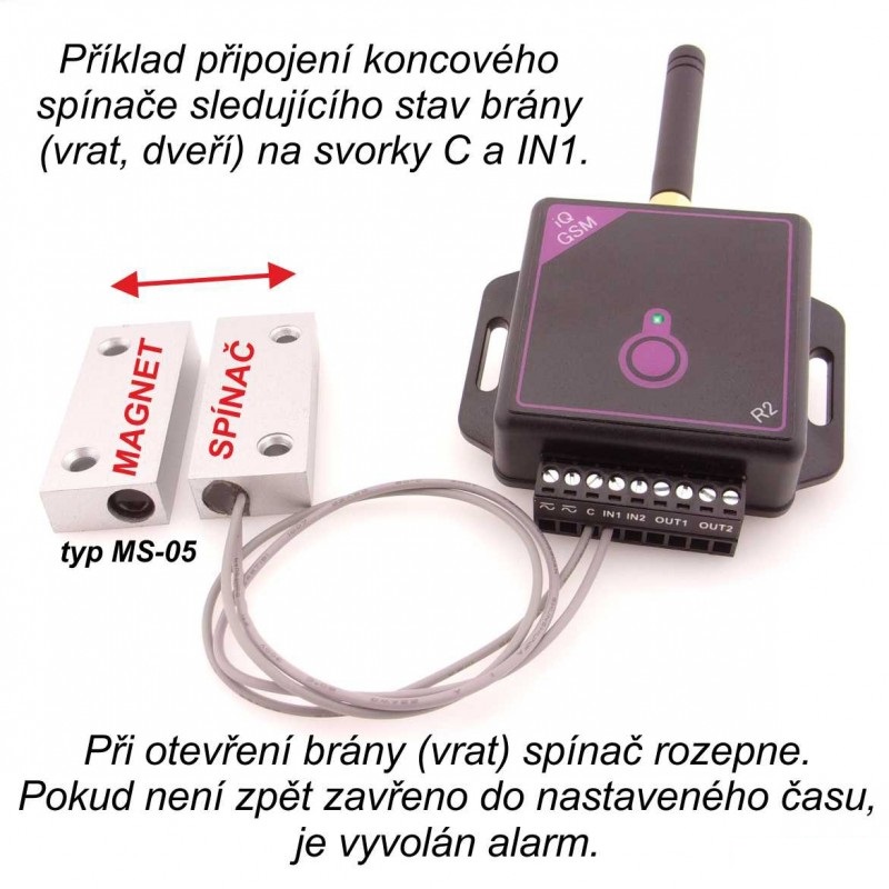 GSM kľúč / GSM relé iQGSM-R2 s alarmom, počet užívateľov 6 / 20, 1 výstup