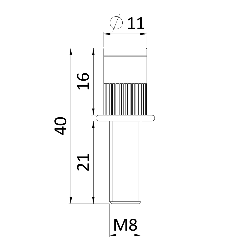 E1-NS6 Nerezové nitovacie skrutky M6
