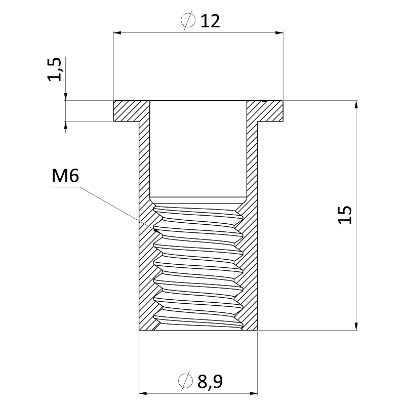 FH-RB/AL nitovacia matica hliníková, M10, plochá hlava, hladký driek
