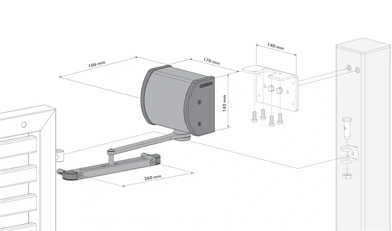 LOCINOX® PANTHER hydraulický zatvárač pre krídlové brány do 150 kg / 1.5 m, otvárateľný do 120°